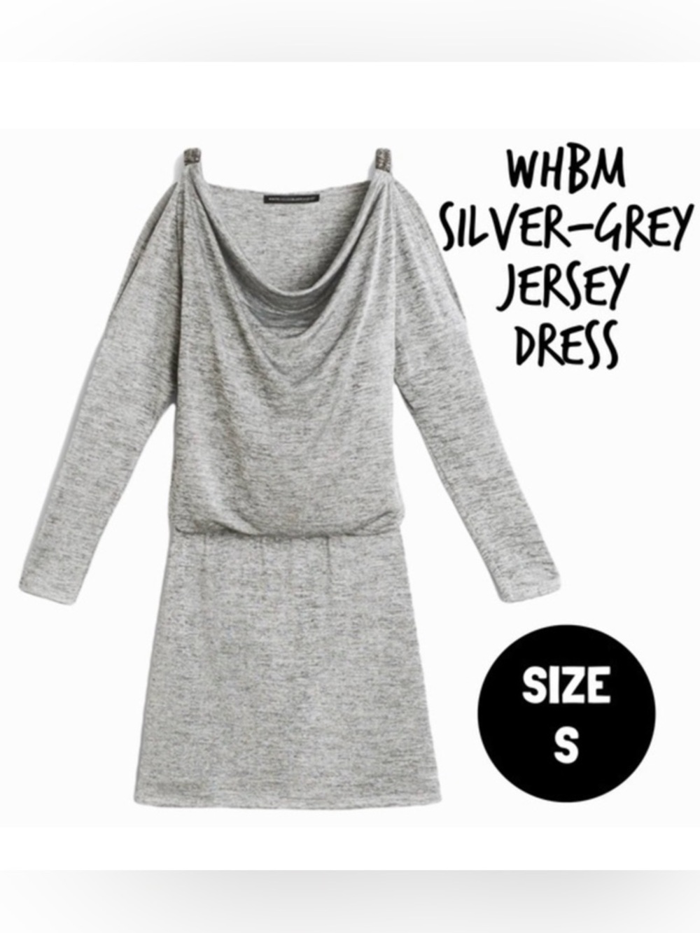 White House Black Market 
Cold-Shoulder Silver Gray Jersey Dress size S